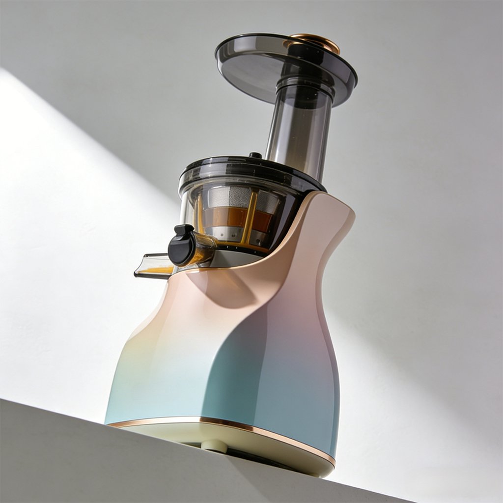 Electric juicer extracting fresh orange juice