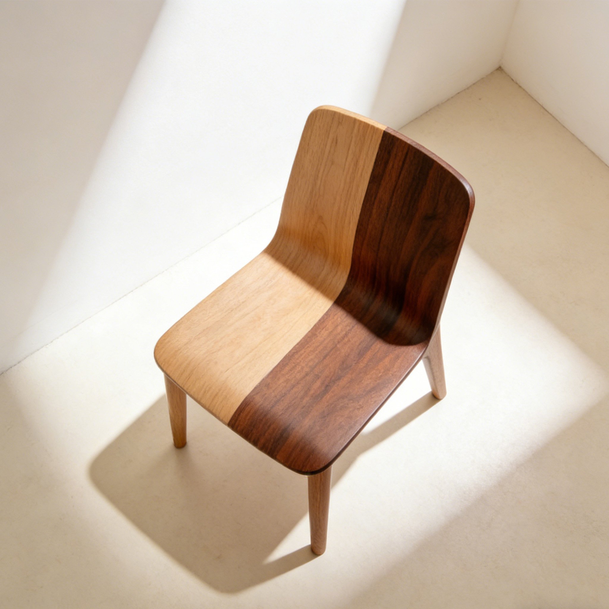 Close-up of solid wood tabletop and sturdy chair design