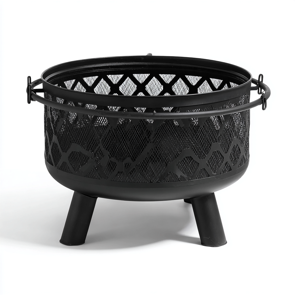 Chauffage extérieur en métal ajouré 58x58x45 cm - noir - brasero décoratif pour jardin-Havengetio