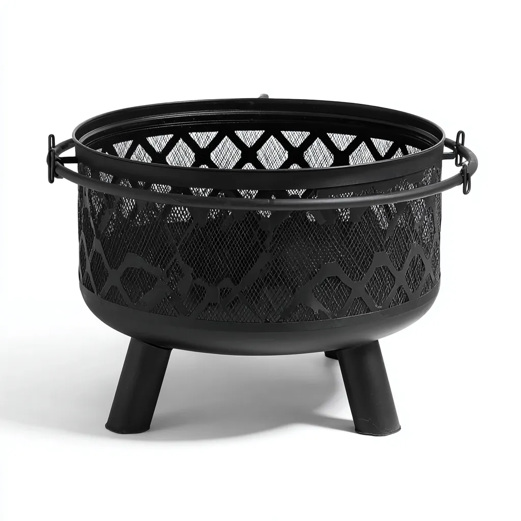 Chauffage extérieur en métal ajouré 58x58x45 cm - noir - brasero décoratif pour jardin-Havengetio