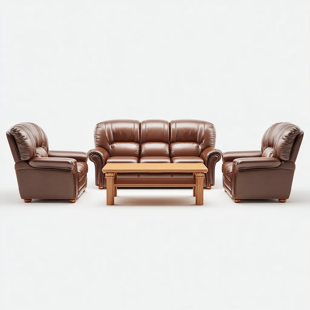 Ensemble de canapés Cuir-bois 210x90x95 cm Marron - Design classique-Havengetio