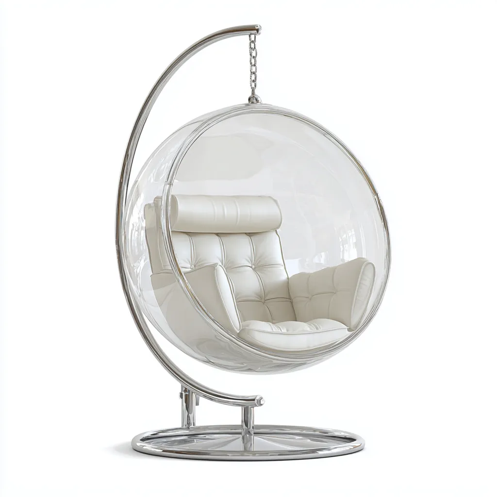 Chaise suspendue 105x105x160 cm - transparent-blanc - design moderne - adaptée à la maison-Havengetio