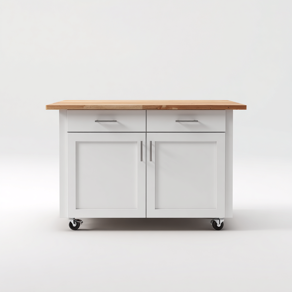 Îlot de cuisine 120x60x90 cm - blanc-bois - design moderne-Havengetio