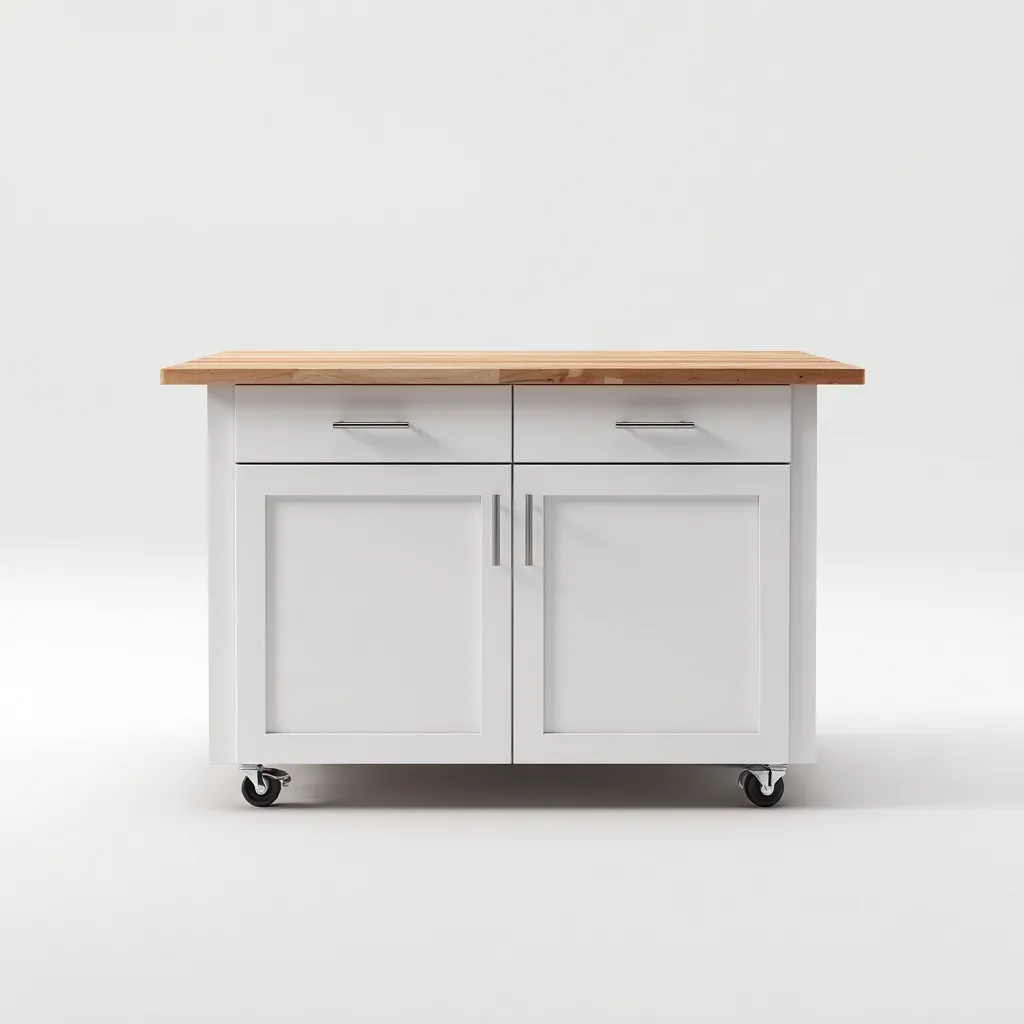 Îlot de cuisine 120x60x90 cm - blanc-bois - design moderne-Havengetio