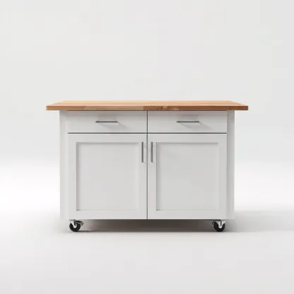 Îlot de cuisine 120x60x90 cm - blanc-bois - design moderne-Havengetio