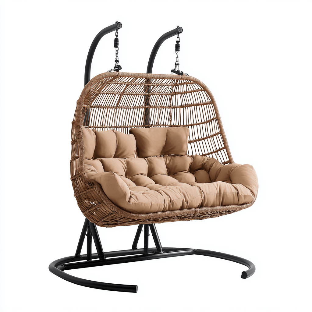 Chaise suspendue 140x110x175 cm - rotin naturel-beige - design contemporain - adaptée à la maison-Havengetio