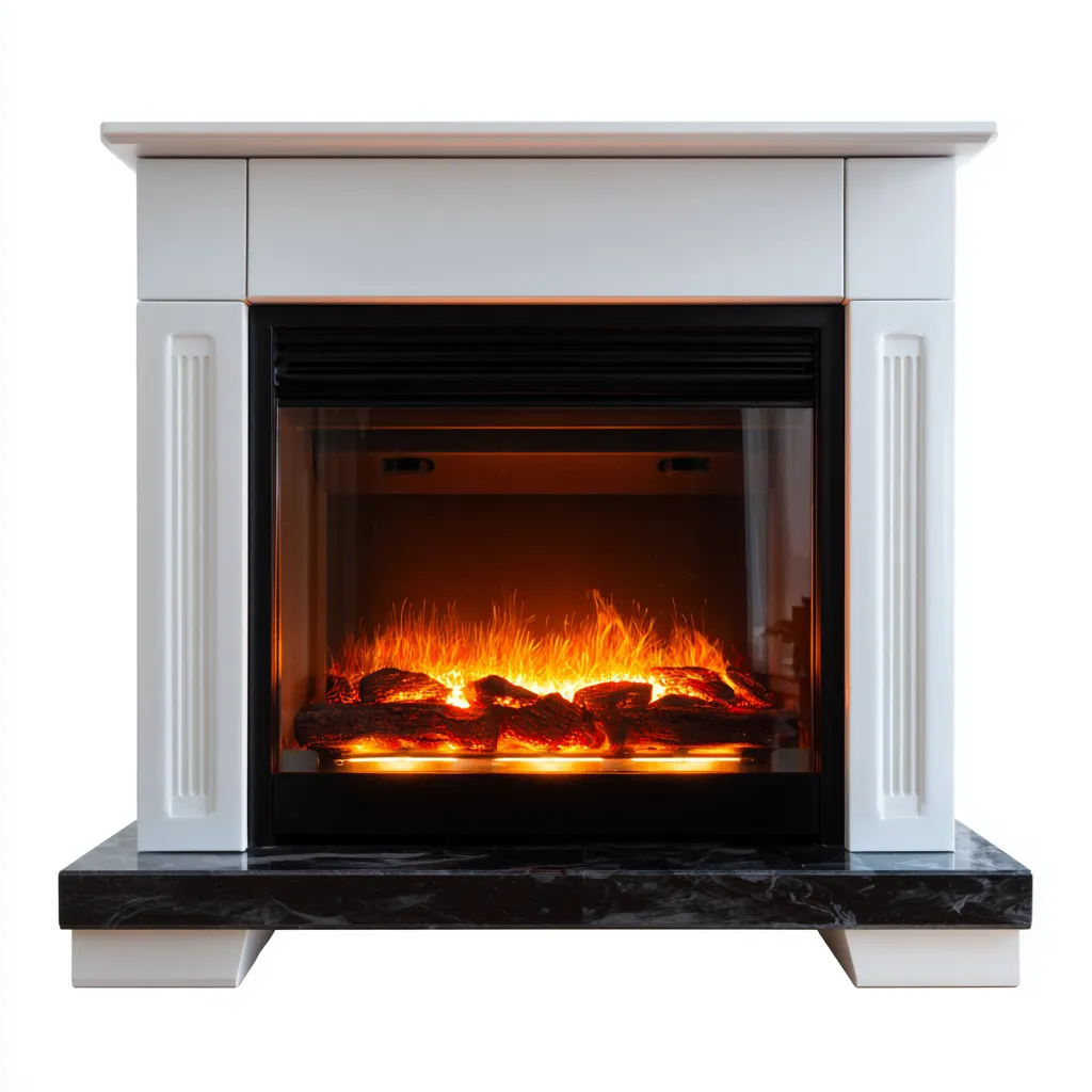 Cheminée électrique Bois 100x30x90 cm Blanc-Noir - Design moderne-Havengetio