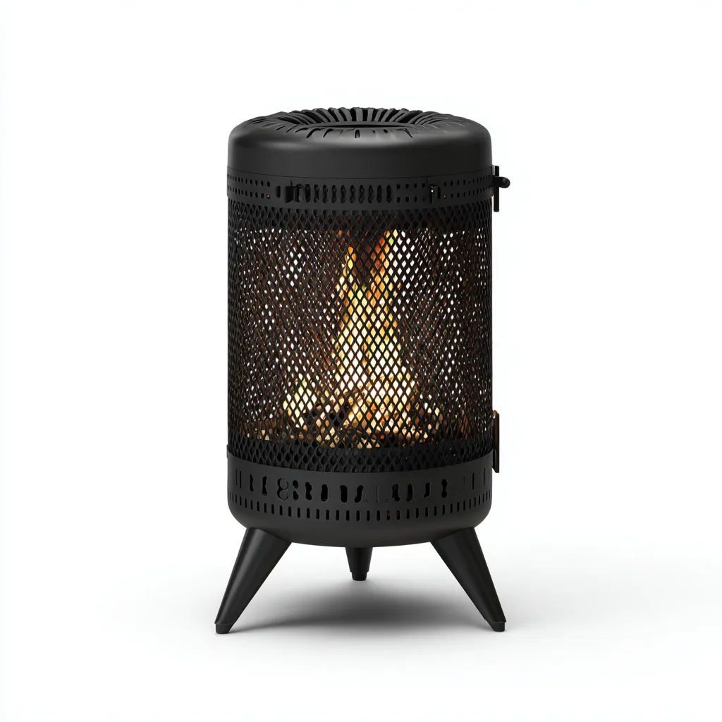 Chauffage extérieur acier 38x38x55 cm - noir - adapté au jardin - design moderne-Havengetio