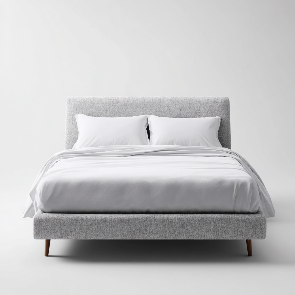 Lit double en tissu 200x160x95 cm - gris clair - structure avec sommier - design moderne pour chambre-Havengetio