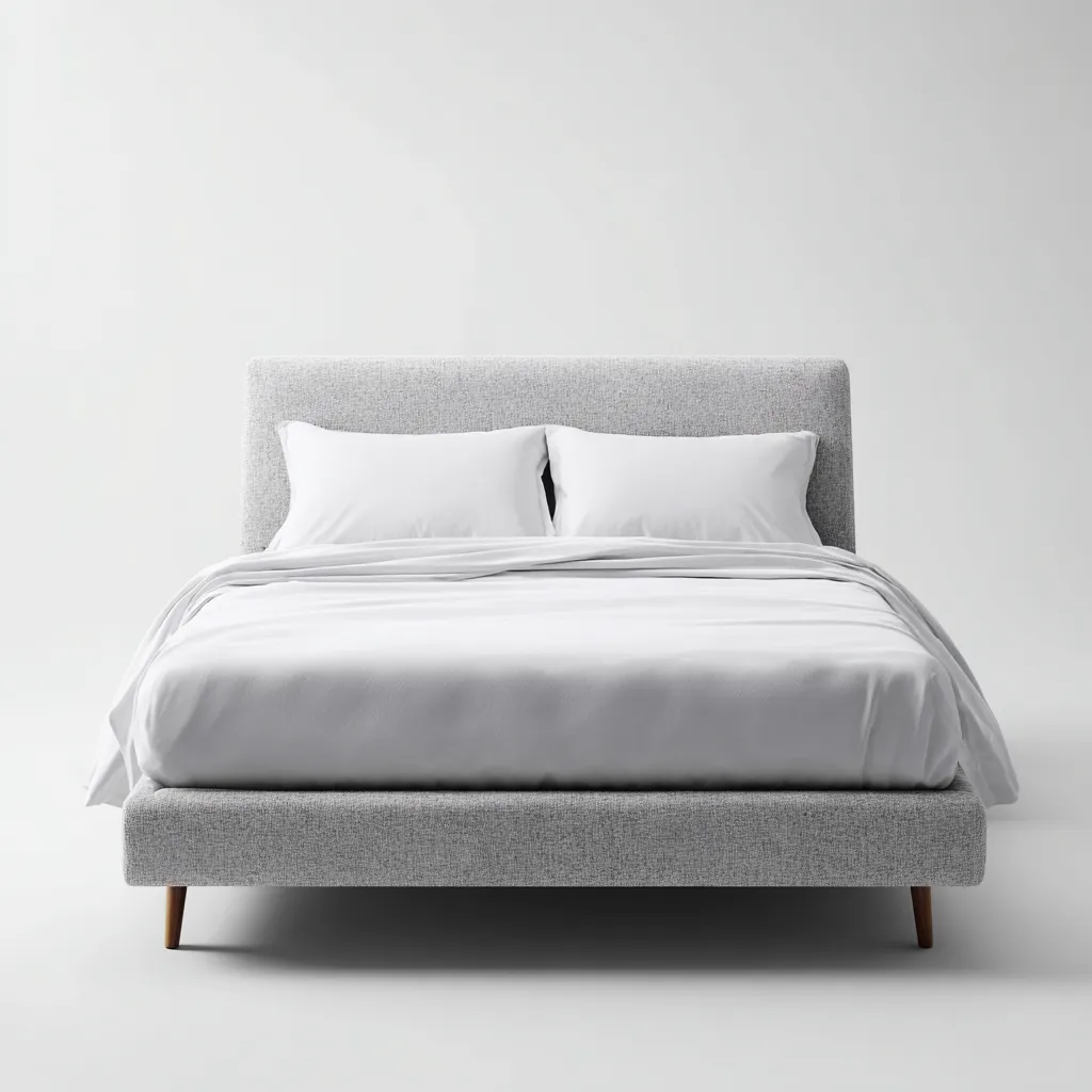 Lit double en tissu 200x160x95 cm - gris clair - structure avec sommier - design moderne pour chambre-Havengetio