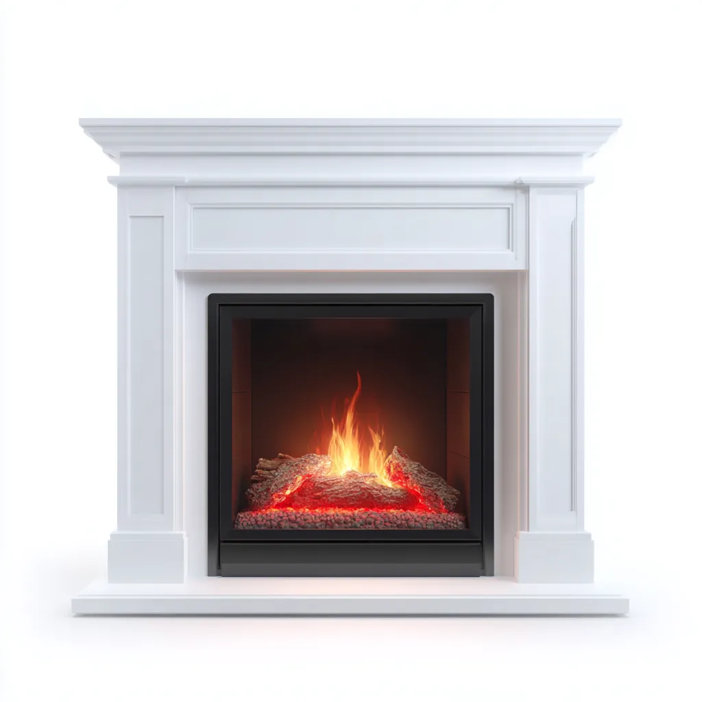 Cheminée électrique bois MDF 110-35-100 cm - blanc-noir - design classique-Havengetio