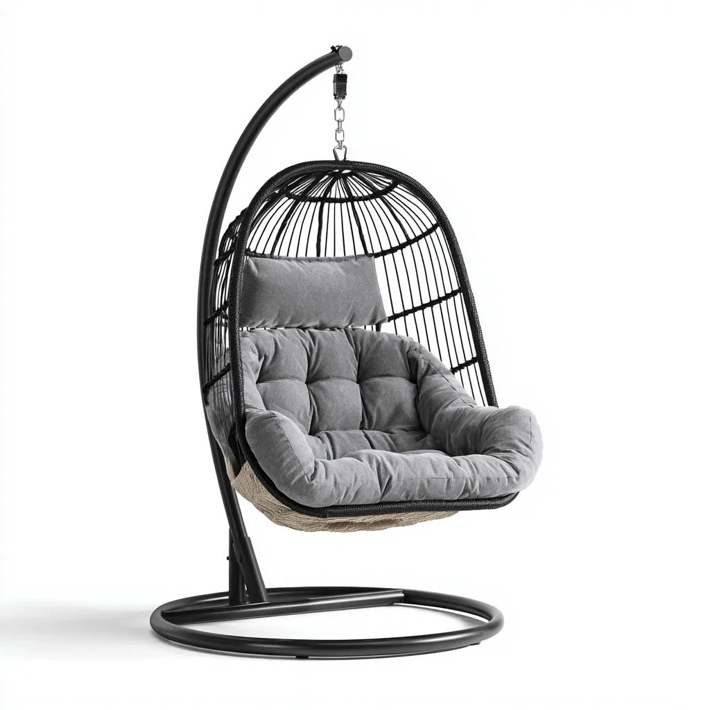 Chaise suspendue 110x100x195 cm - noir-gris - design moderne-Havengetio