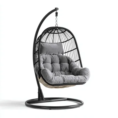 Chaise suspendue 110x100x195 cm - noir-gris - design moderne-Havengetio