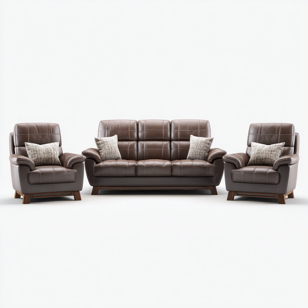 Ensemble de canapés Cuir 205x88x95 cm Marron - Design classique-Havengetio