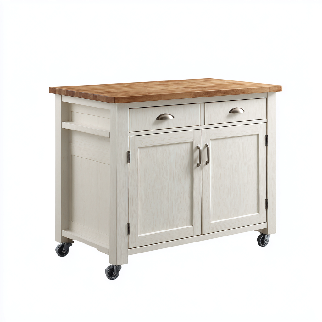 Îlot de cuisine 95x50x90 cm - blanc-bois naturel - design fonctionnel - adapté à la cuisine-Havengetio