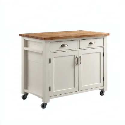 Îlot de cuisine 95x50x90 cm - blanc-bois naturel - design fonctionnel - adapté à la cuisine-Havengetio