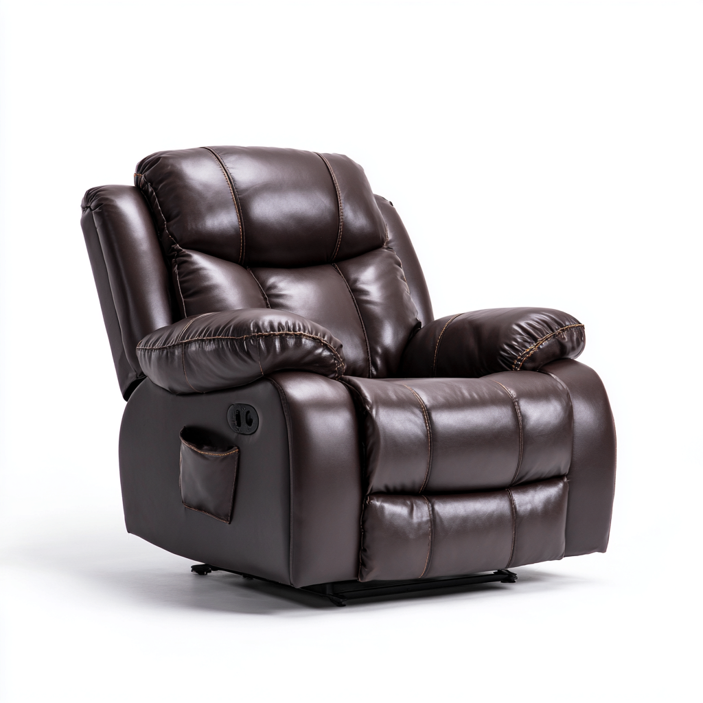 Fauteuil relax cuir 92 x 97 x 108 cm - marron - design ergonomique-Havengetio