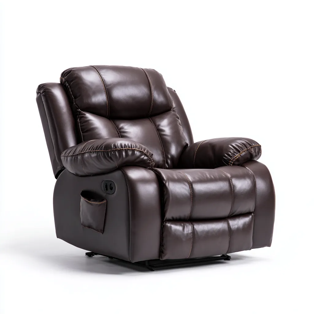 Fauteuil relax cuir 92 x 97 x 108 cm - marron - design ergonomique-Havengetio