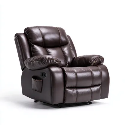 Fauteuil relax cuir 92 x 97 x 108 cm - marron - design ergonomique-Havengetio