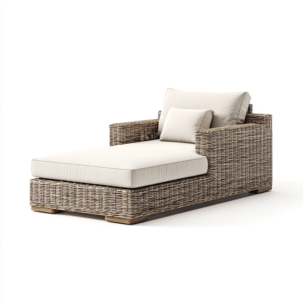 Transat résine tressée et coussin 190-85-85 cm - beige-marron - design détente-Havengetio