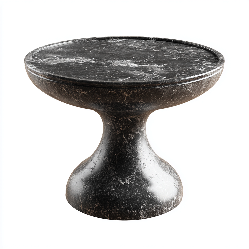 Table de jardin pierre composite 55-55-50 cm - noir - design moderne-Havengetio