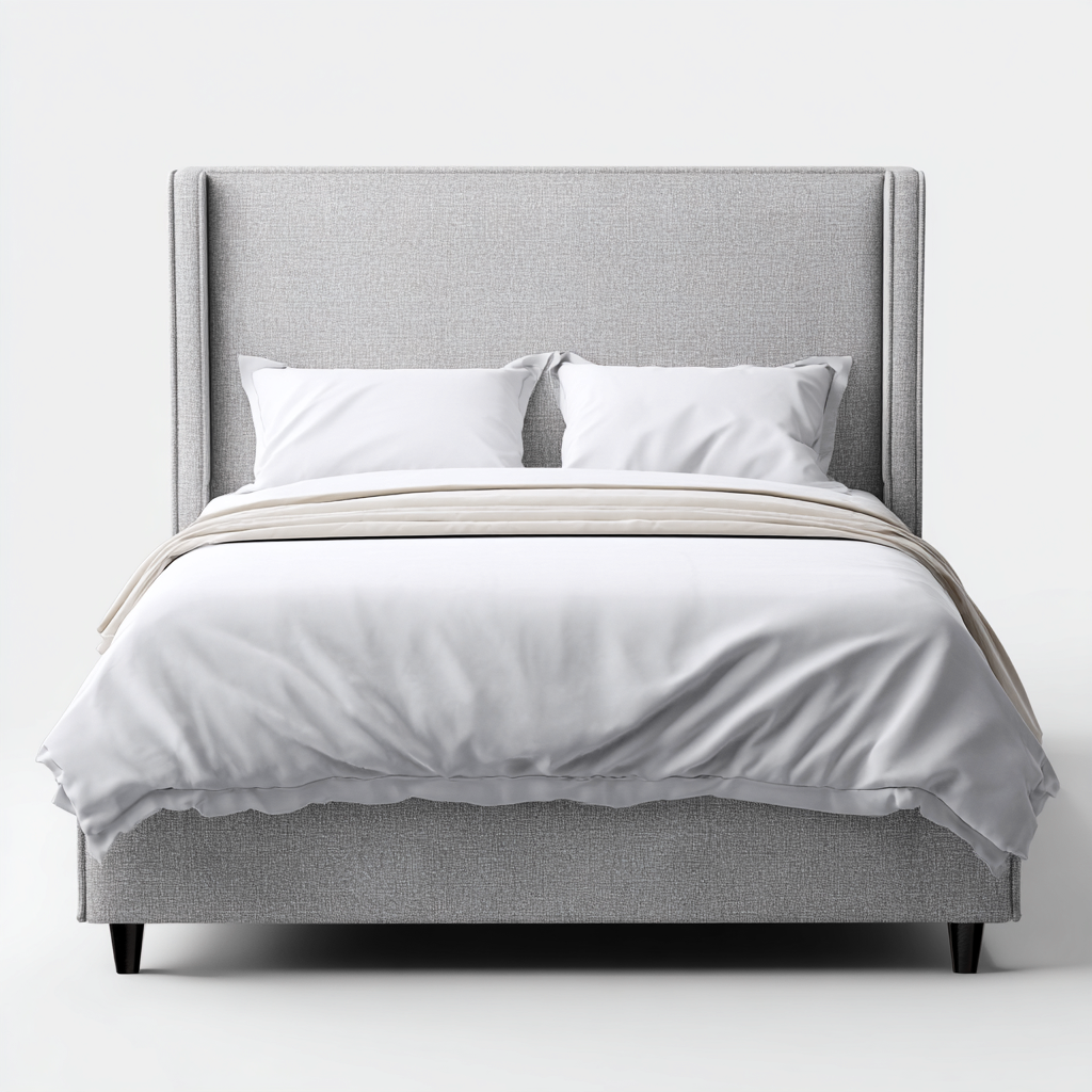 Lit double revêtement tissu 200x160x125 cm - gris clair - adaptée à la chambre - design moderne-Havengetio