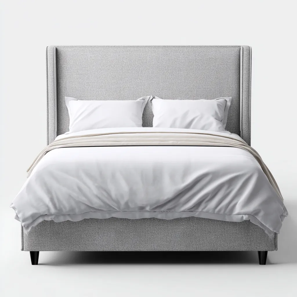 Lit double revêtement tissu 200x160x125 cm - gris clair - adaptée à la chambre - design moderne-Havengetio