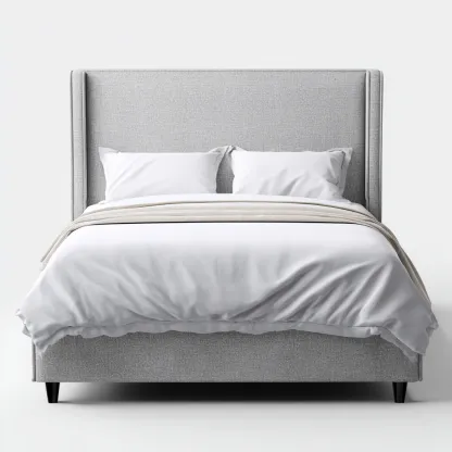 Lit double revêtement tissu 200x160x125 cm - gris clair - adaptée à la chambre - design moderne-Havengetio