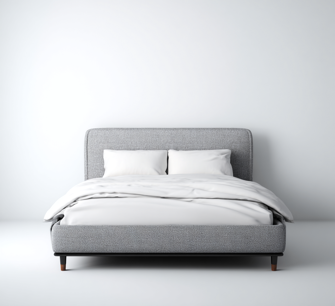 Lit double en tissu 200x160x95 cm - gris - structure avec sommier - design moderne pour chambre-Havengetio