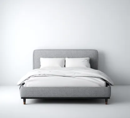 Lit double en tissu 200x160x95 cm - gris - structure avec sommier - design moderne pour chambre-Havengetio