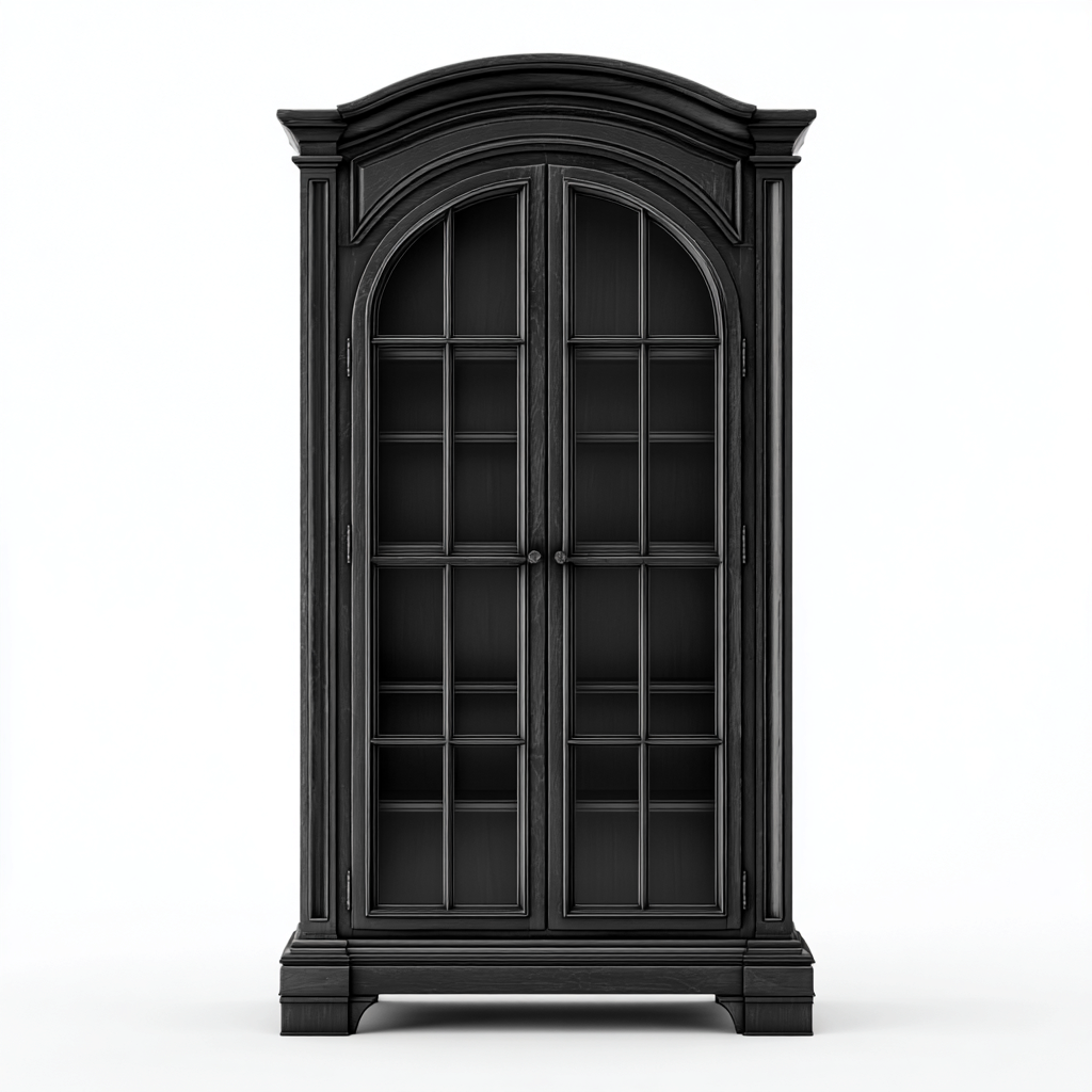 Vitrine bois et verre 95x45x190 cm - noir - adaptée à la maison - design classique-Havengetio