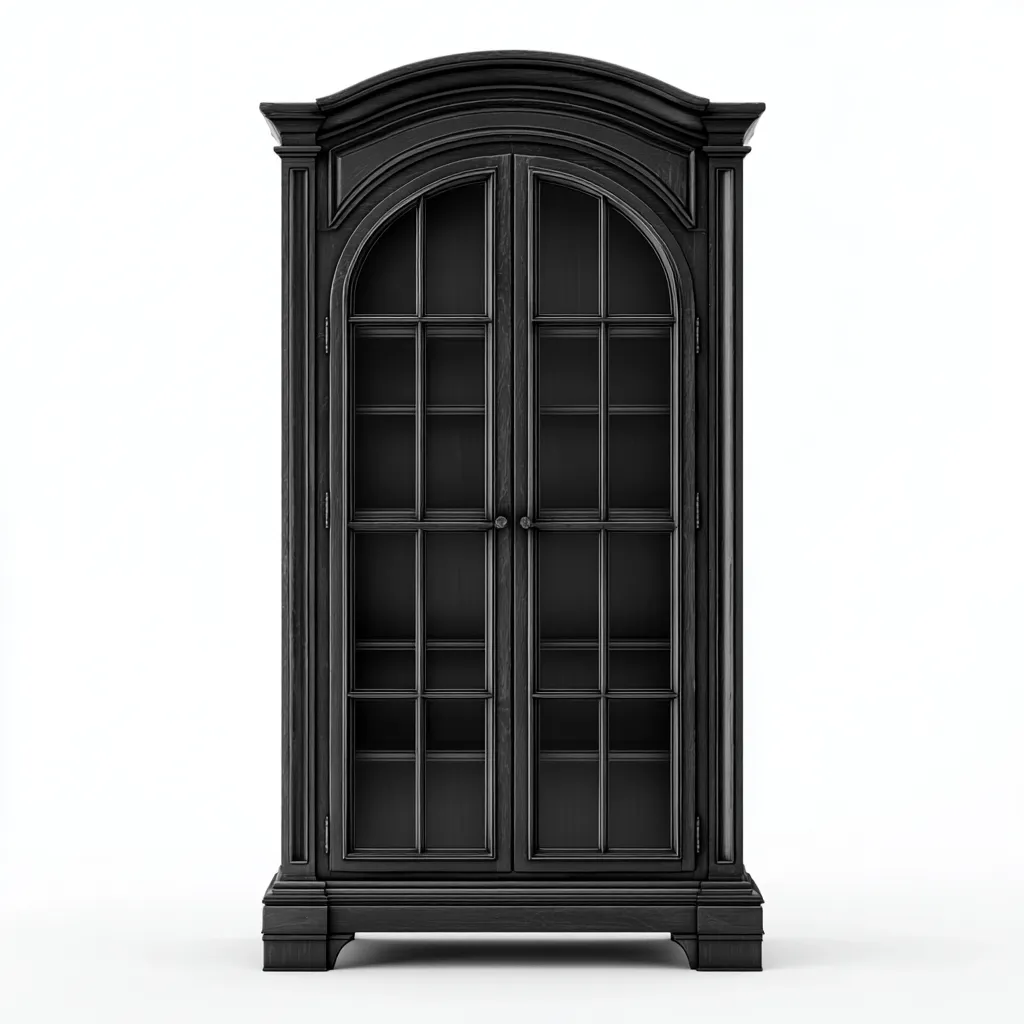 Vitrine bois et verre 95x45x190 cm - noir - adaptée à la maison - design classique-Havengetio