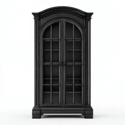Vitrine bois et verre 95x45x190 cm - noir - adaptée à la maison - design classique-Havengetio