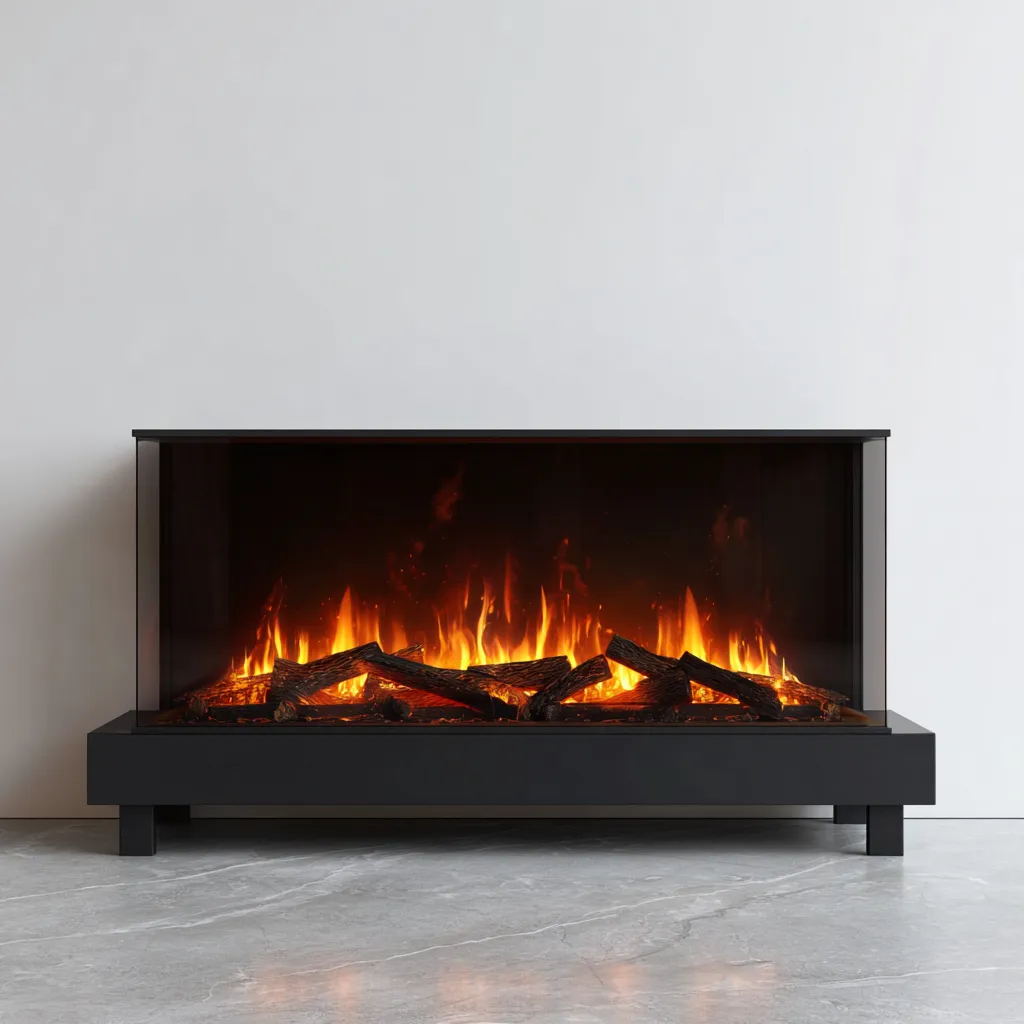 Cheminée électrique métal et verre 120-35-70 cm - noir - design panoramique-Havengetio
