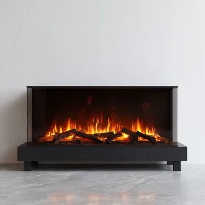 Cheminée électrique métal et verre 120-35-70 cm - noir - design panoramique-Havengetio