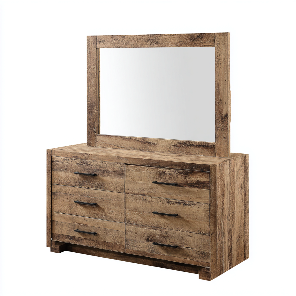 Coiffeuse bois 140x45x170 cm - bois naturel - adaptée à la chambre - design moderne-Havengetio