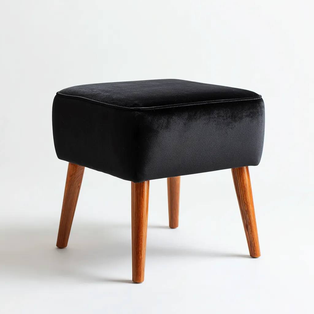 Pouf Tissu-bois 40x40x45 cm Noir - Design moderne-Havengetio