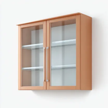 Vitrine murale bois-verre 80x30x70 cm - bois naturel - design moderne - adaptée à la maison-Havengetio