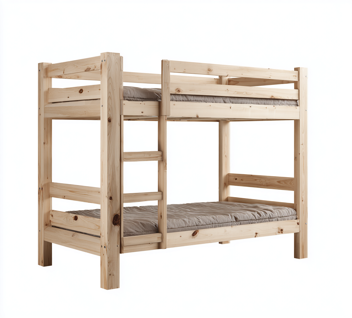 Lits superposés bois 200x100x160 cm - bois naturel - adaptés à la chambre - design simple-Havengetio