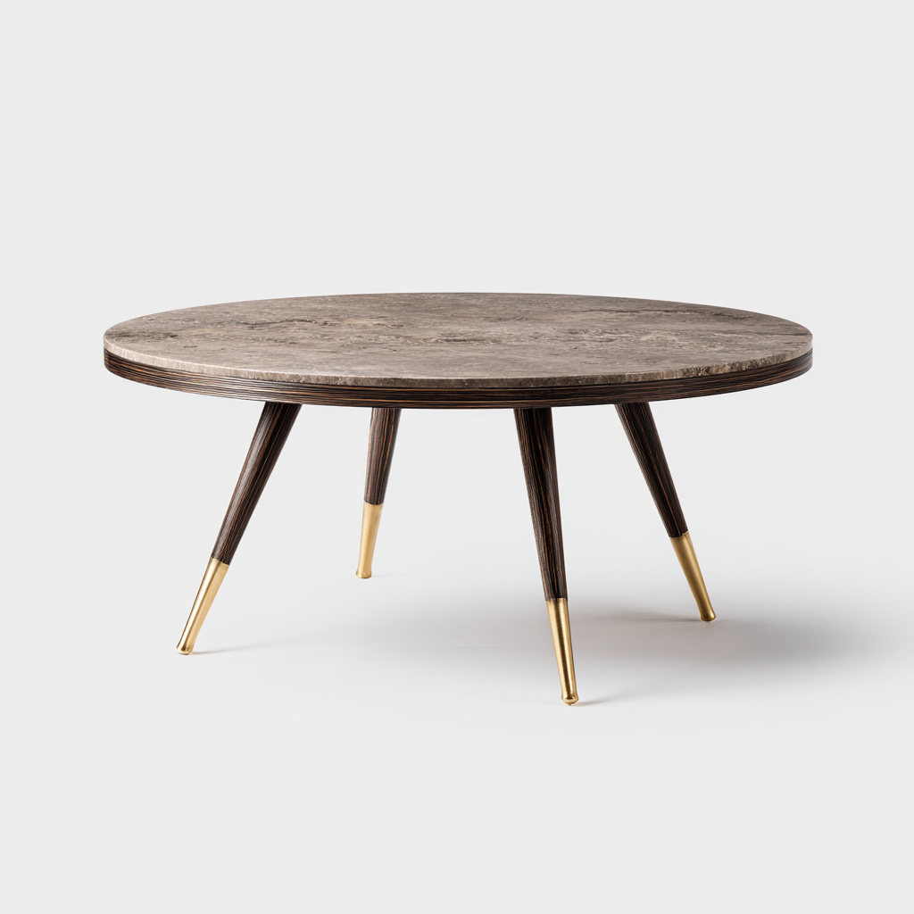 Table basse Bois-pierre 90x90x42 cm Brun-or - Design moderne-Havengetio