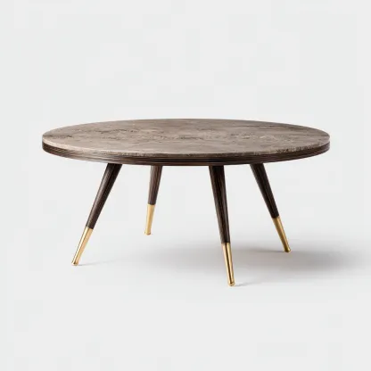 Table basse Bois-pierre 90x90x42 cm Brun-or - Design moderne-Havengetio