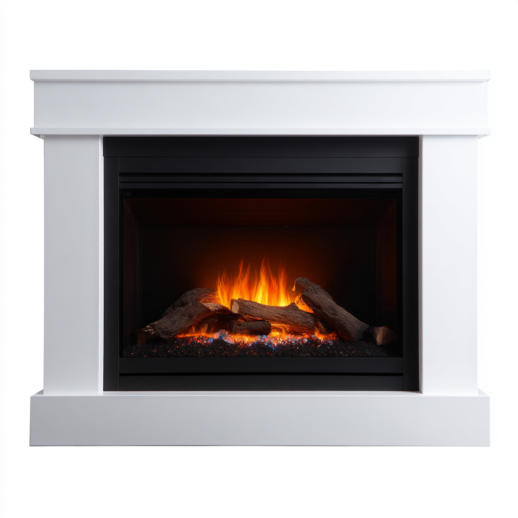 Cheminée électrique MDF et métal 120-35-95 cm - blanc-noir - design classique-Havengetio