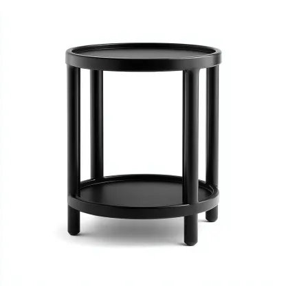 Table de jardin en métal rond 45x45x52 cm - noir - table extérieure moderne-Havengetio