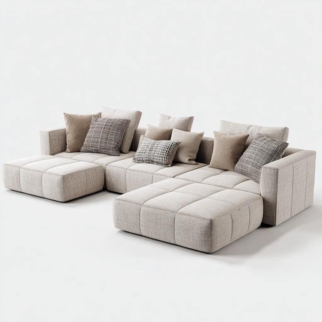 Ensemble de canapés tissu 300 x 180 x 90 cm - beige - design modulable-Havengetio