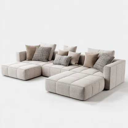 Ensemble de canapés tissu 300 x 180 x 90 cm - beige - design modulable-Havengetio