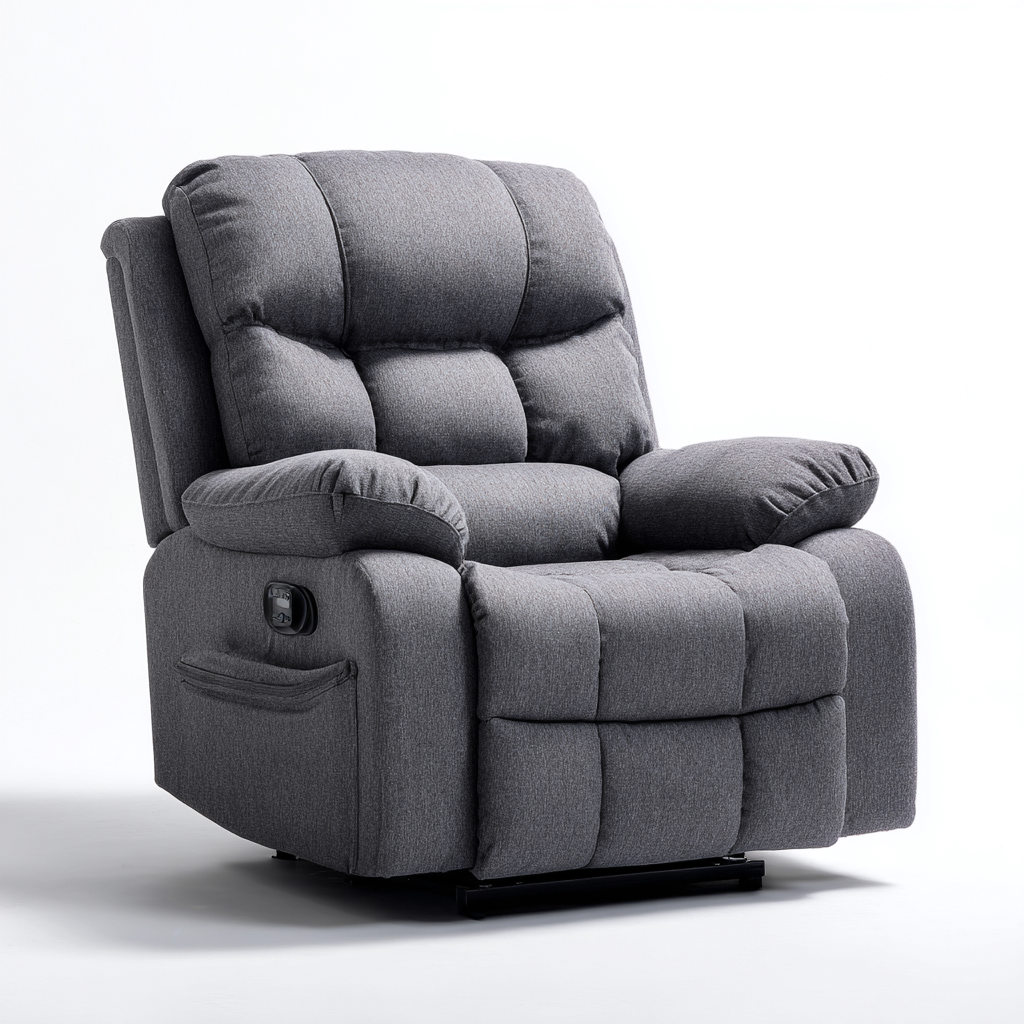 Fauteuil relax tissu 90 x 95 x 105 cm - gris - design ergonomique-Havengetio