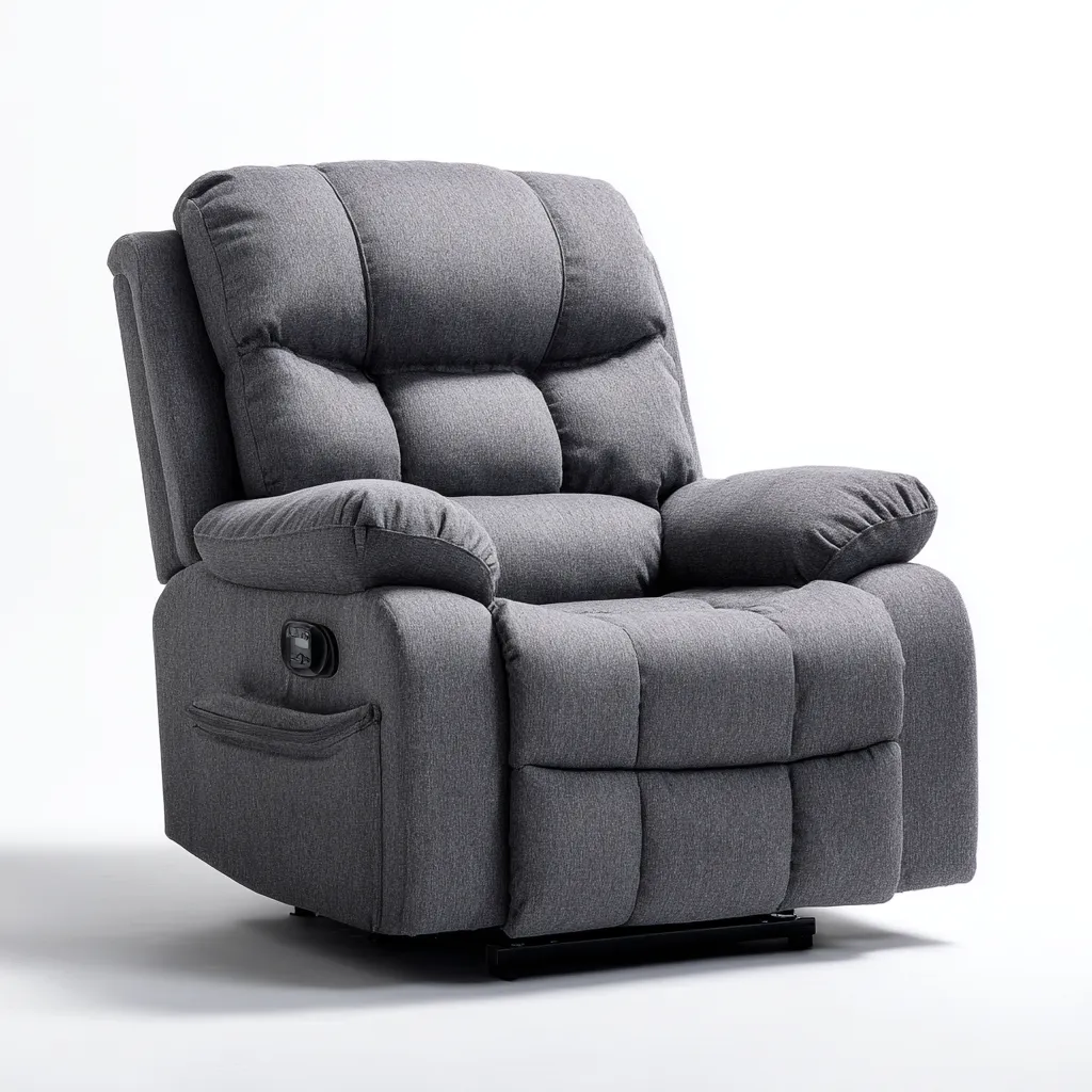 Fauteuil relax tissu 90 x 95 x 105 cm - gris - design ergonomique-Havengetio