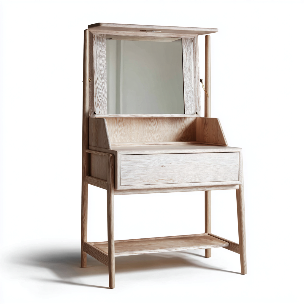 Coiffeuse bois 80x45x160 cm - beige - design moderne pour chambre-Havengetio