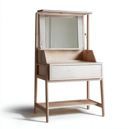Coiffeuse bois 80x45x160 cm - beige - design moderne pour chambre-Havengetio