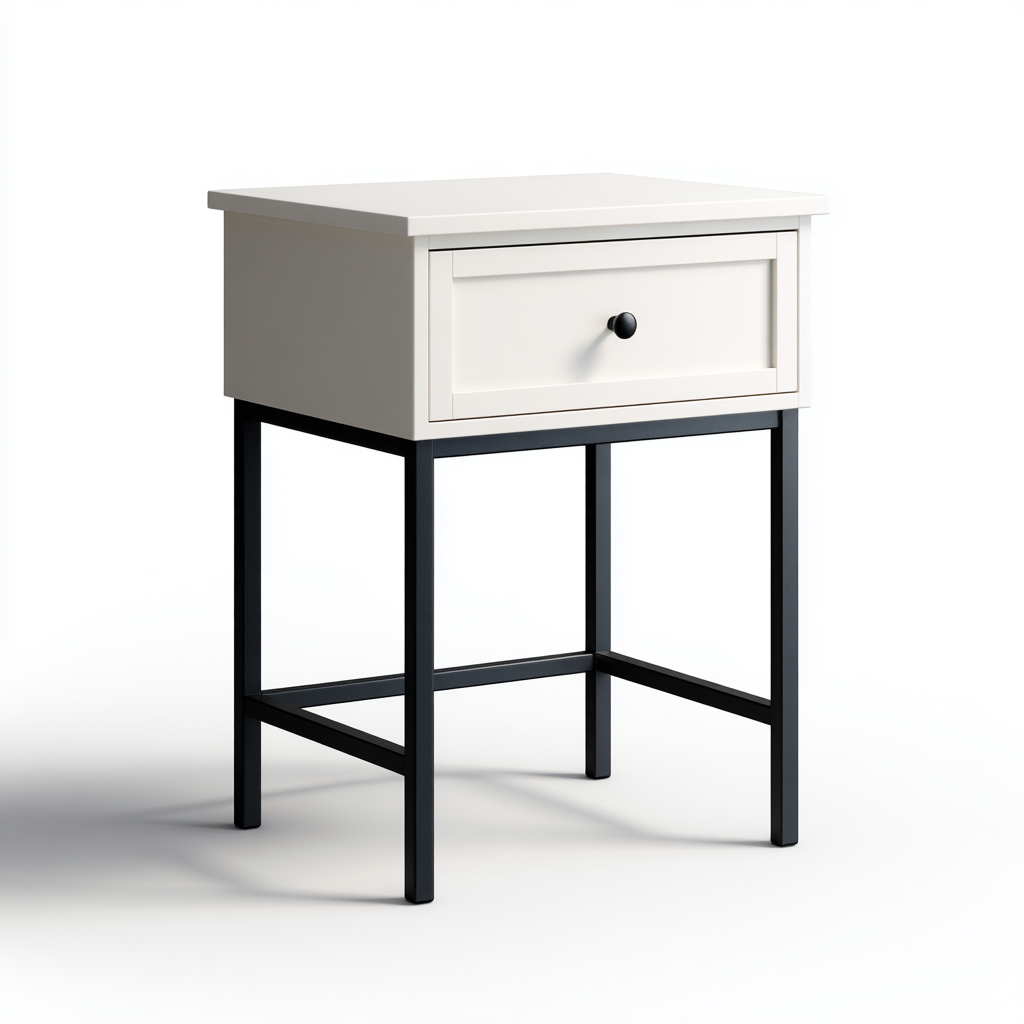 Table de chevet 45x35x60 cm - blanc-noir - design moderne-Havengetio